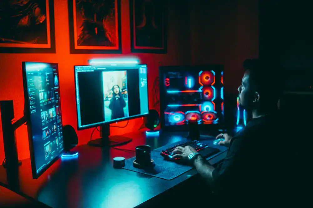 Developer working on independent game level design